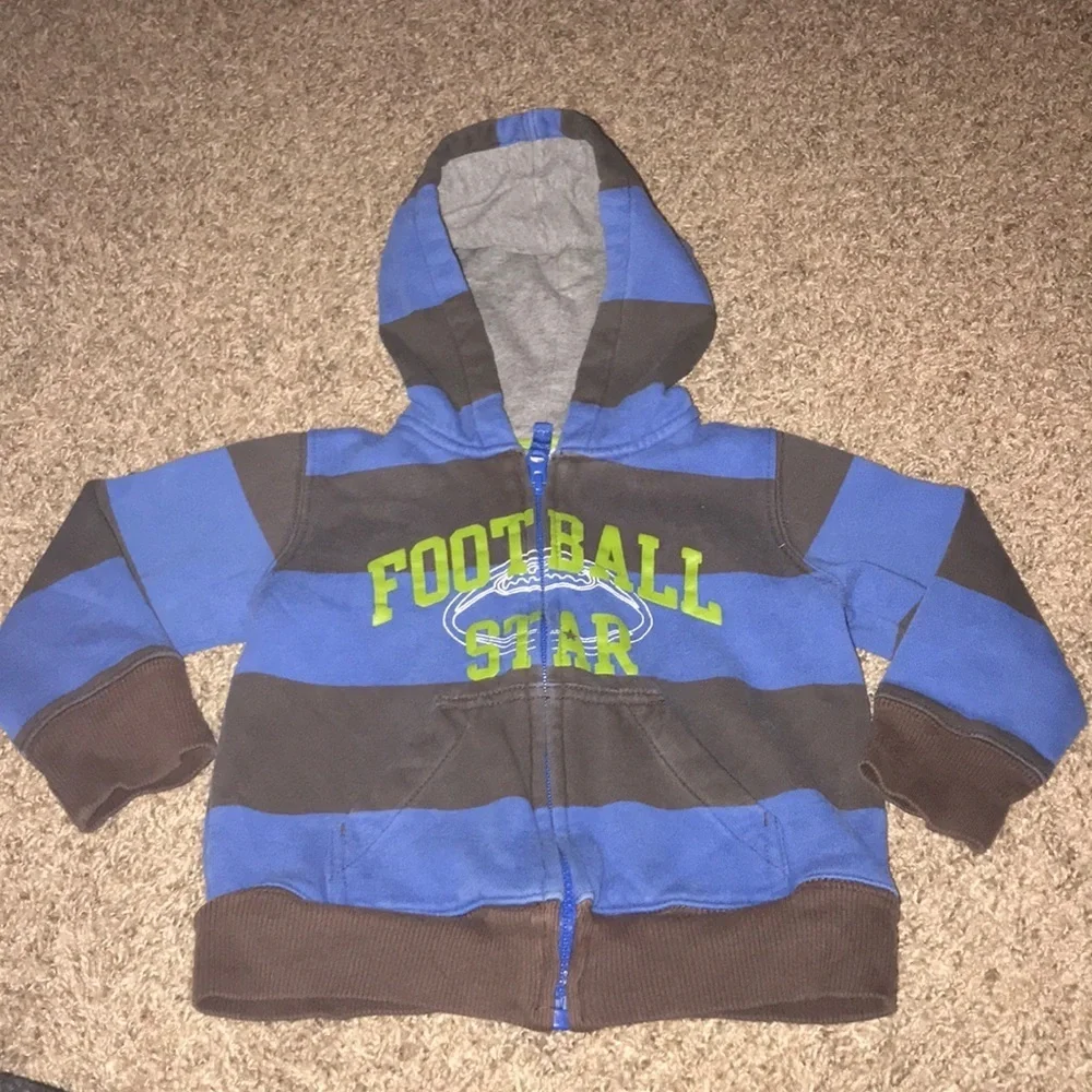 Carter’s Blue charcoal Big Stripes Zip Up Hoodie